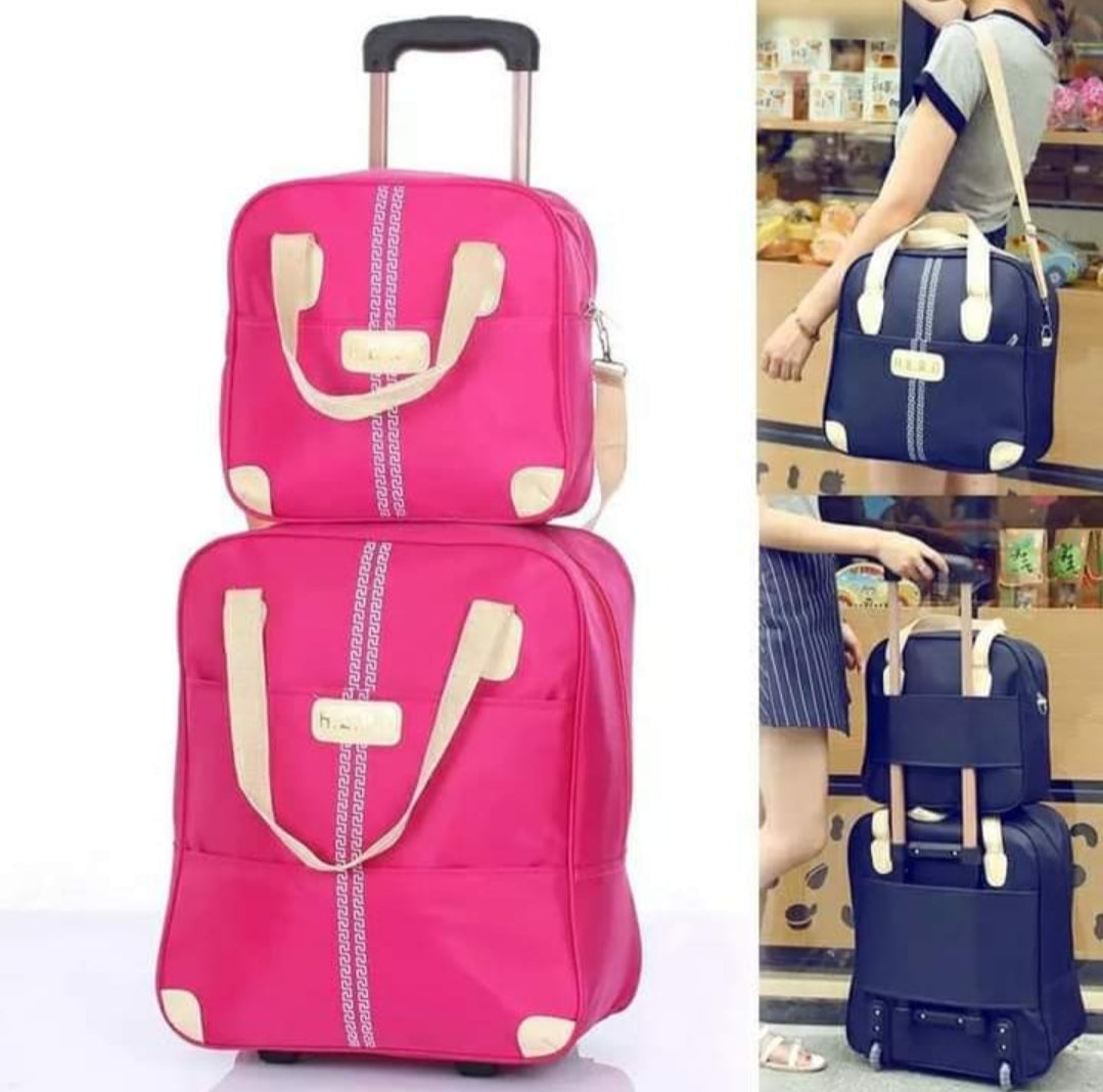 2 in 1 Trolley Travel Bag with Boarding Bag Set