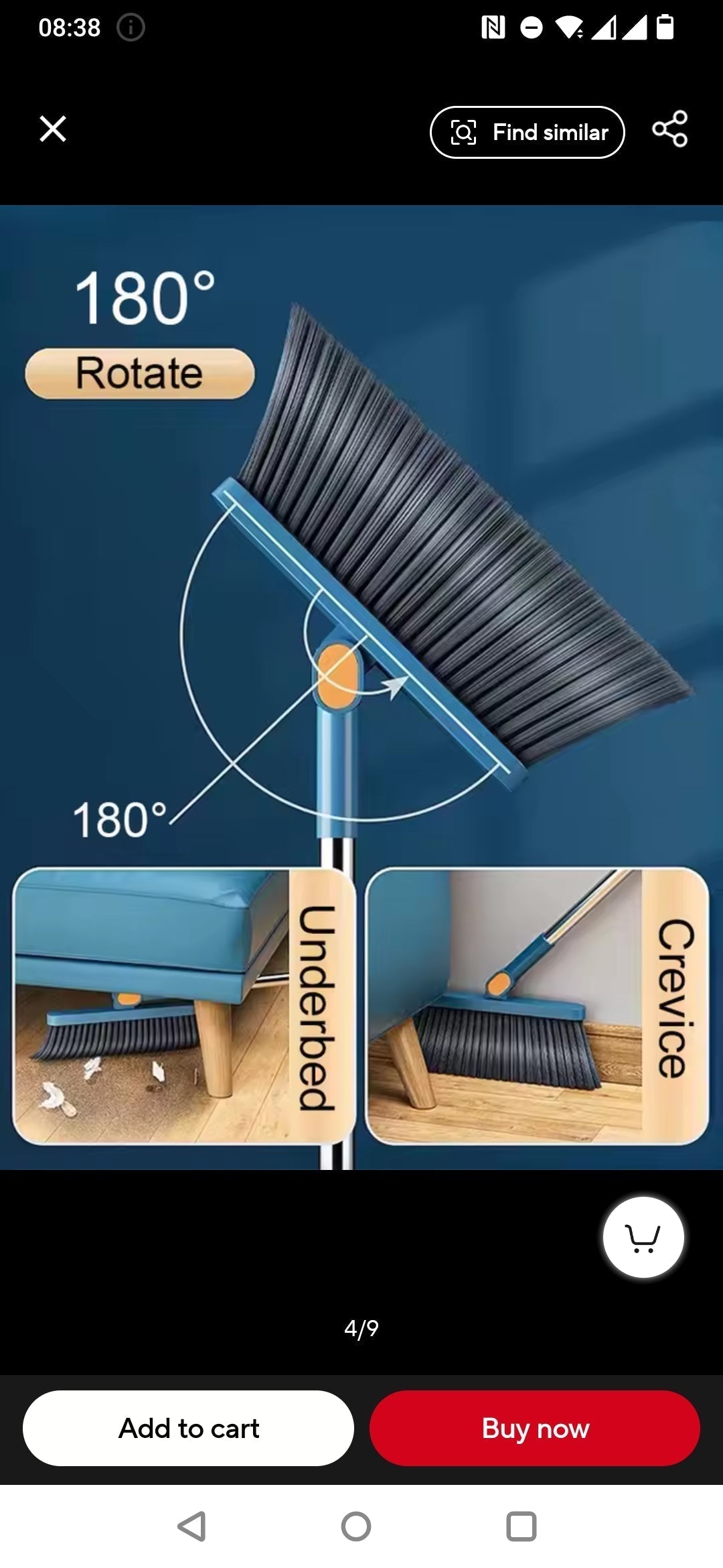 Magnetic Broom and Collapsible Dustpan Set with Extended Handle