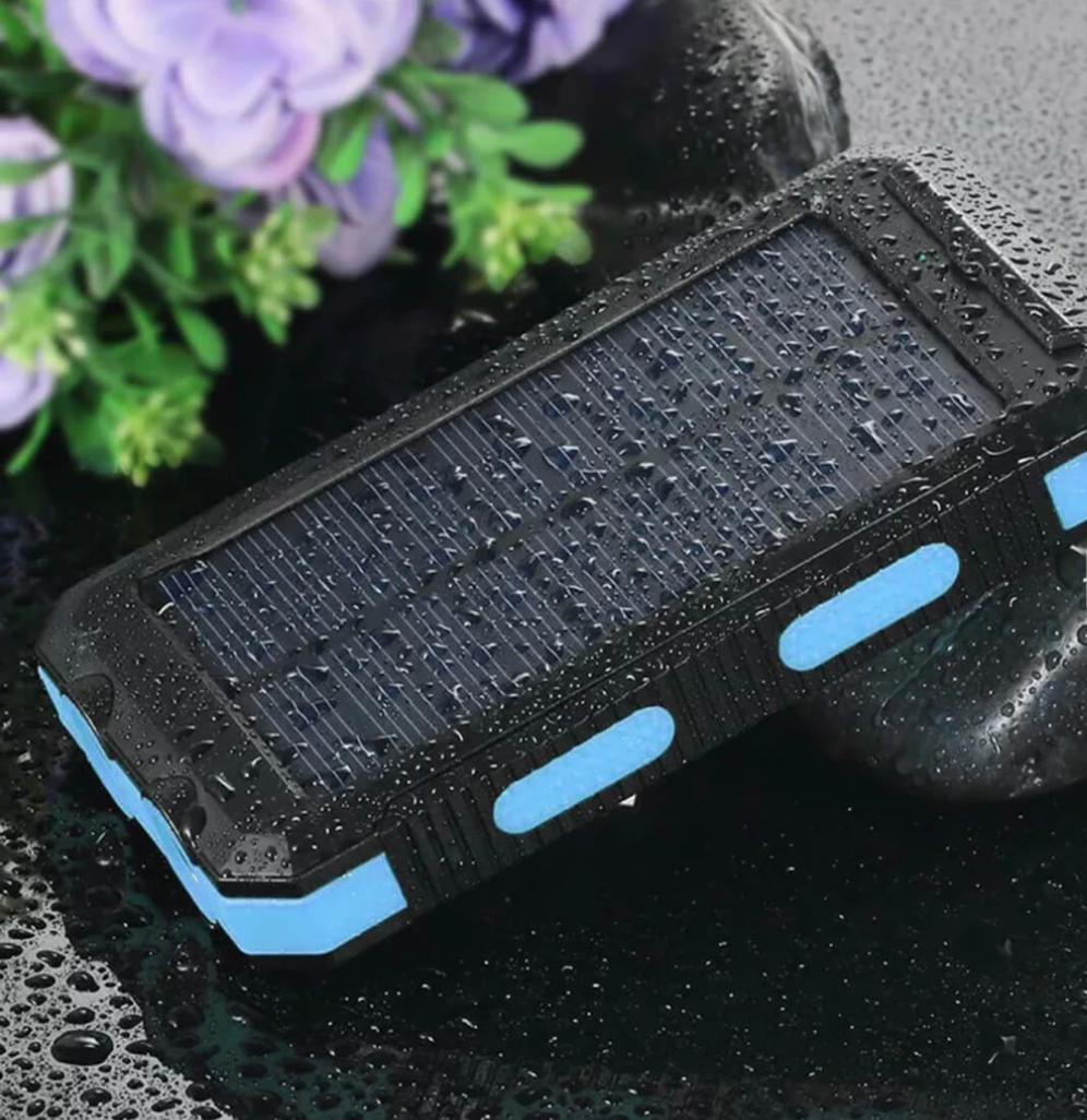 Solar Power Bank 20000mAh Waterproof Shockproof Portable Charger with LED Flashlight