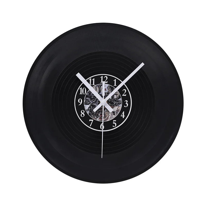 Musical Vinyl Record Wall Clock - Retro Plastic Design