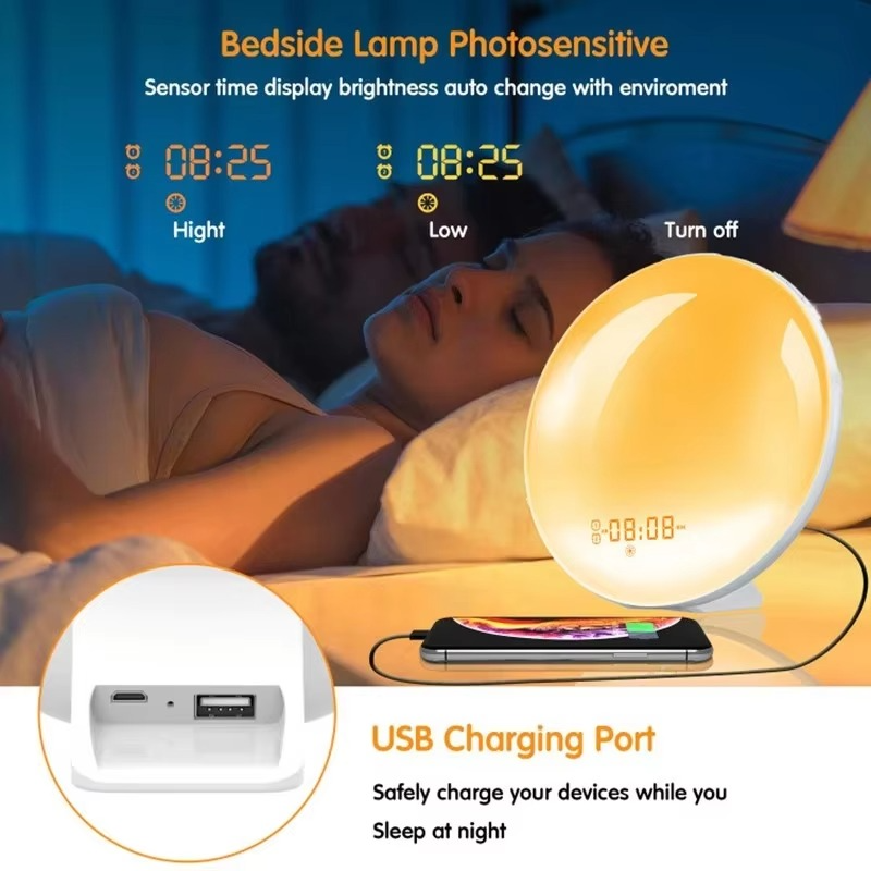 Sunrise Simulation Alarm Clock with FM Radio and Night Light