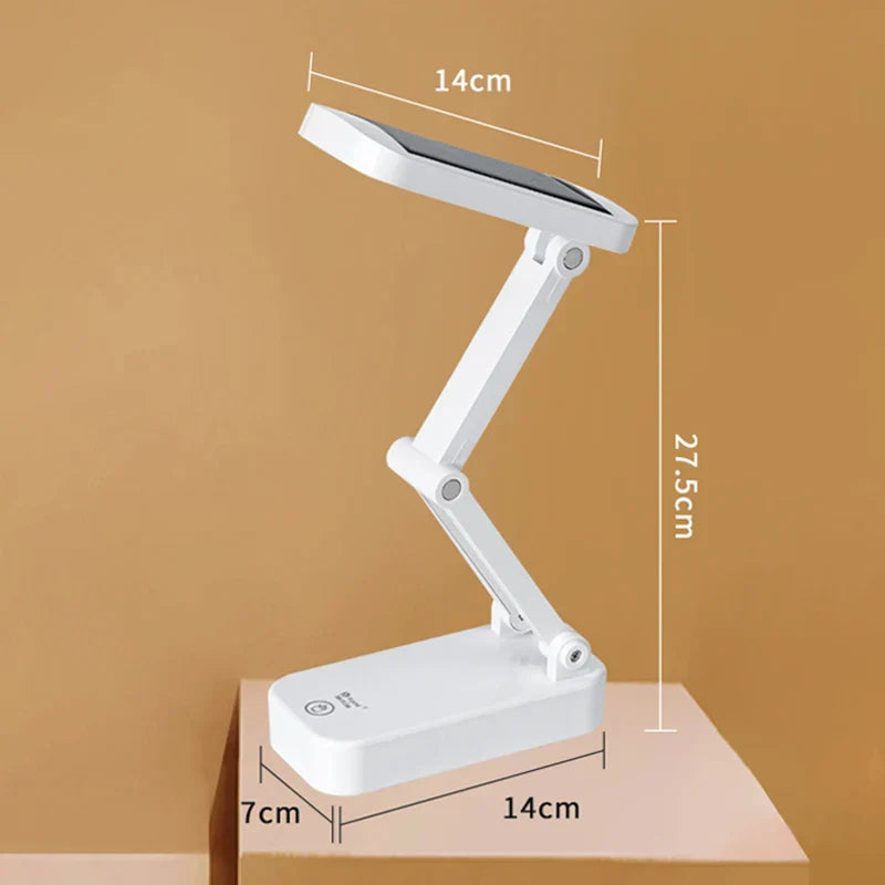 Foldable Solar LED Table Lamp with USB Charging, Dimmable Touch Control