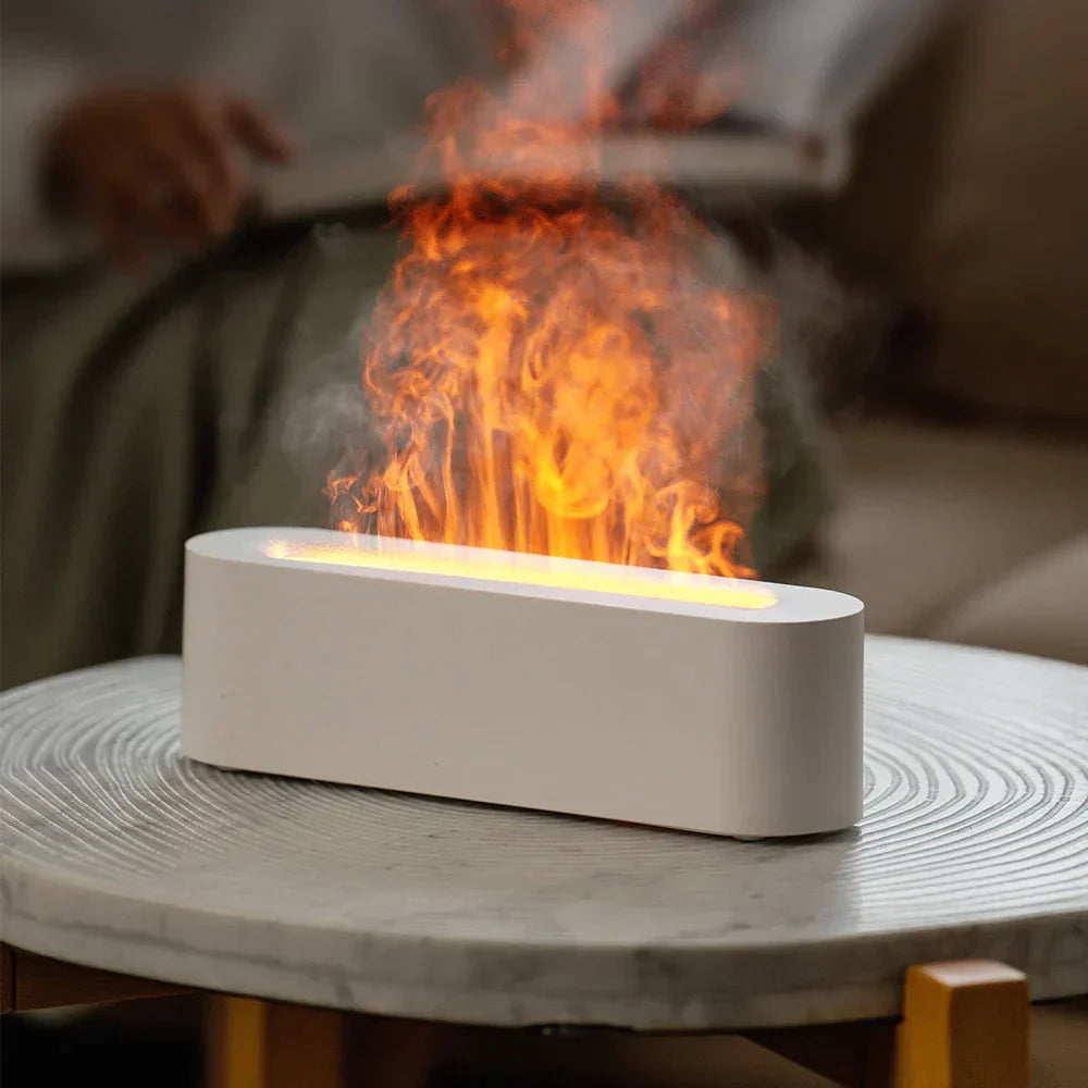 Fire Air Humidifier with Flickering Flame and Aroma Diffuser
