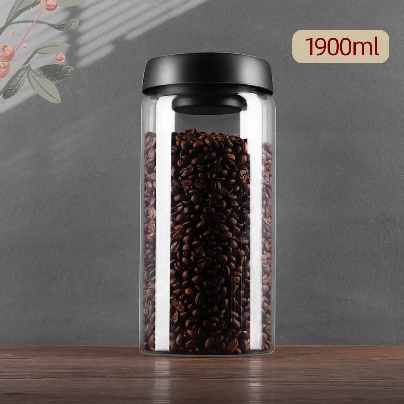 Airtight Glass Vacuum Sealed Canister for Coffee Beans and Food Storage