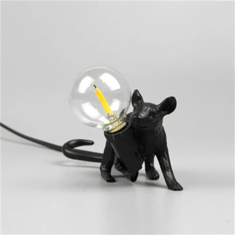 LED Animal Table Lamps - Resin Rat, Cat, Squirrel Night Lights
