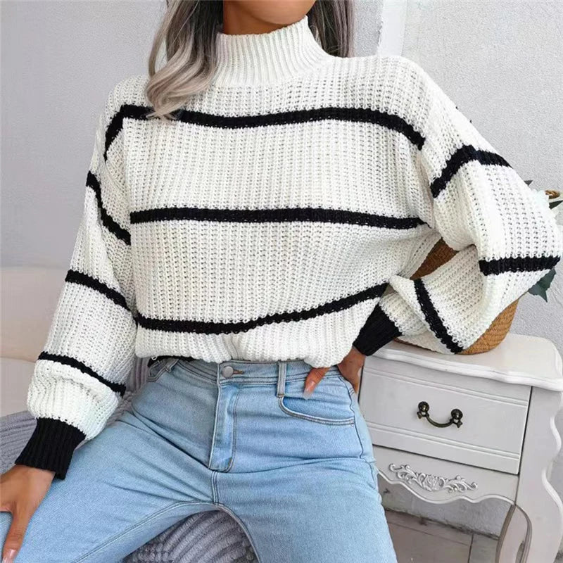 Naelya - Monochrome Striped Sweater