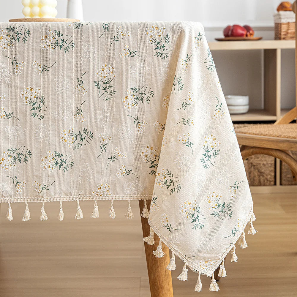 Floral Cotton Tablecloth in Rectangular and Round Shapes
