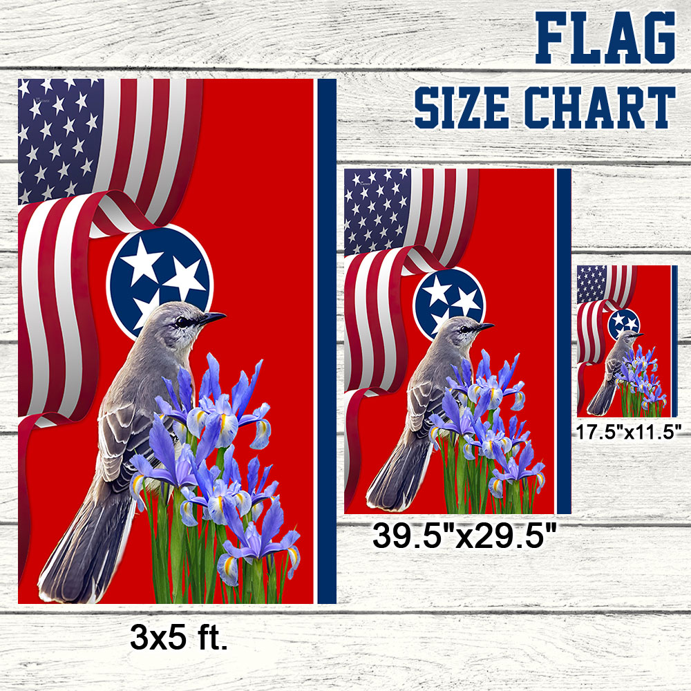 Tennessee State Mockingbird and Iris Flower Double-Sided Flag