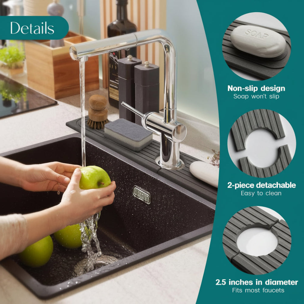 Diatomite Stone Sink Drying Mat with Faucet Cut-Out