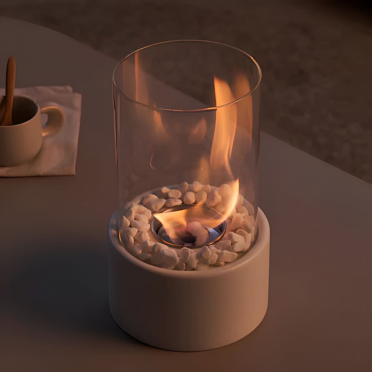 Smokeless Portable Tabletop Fireplace with Glass Casing
