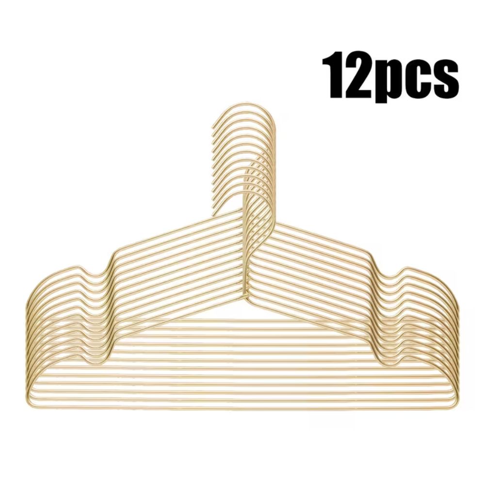 SlimLine Aluminum Clothes Hangers with Anti-Slip Grooves - 12 Pack