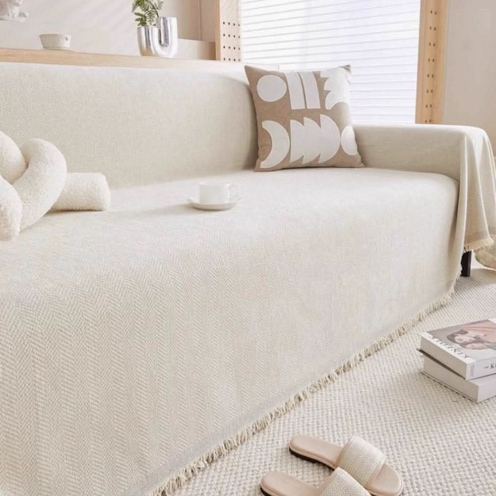Minimalist Chenille Sofa Cover - Water-Resistant, Pet-Friendly