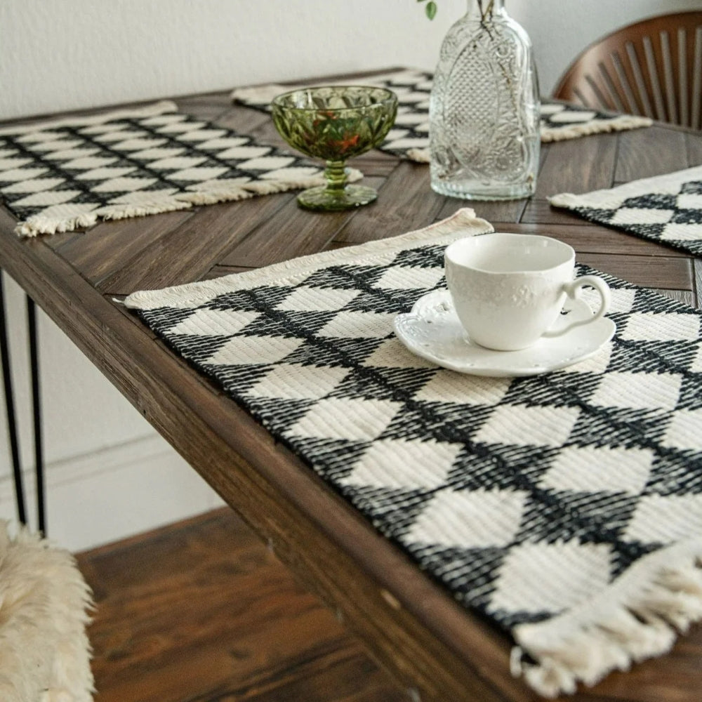 Diamond Tassel Fringe Table Runner