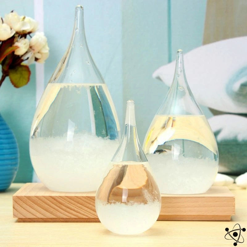 Storm Glass Weather Predictor with Wooden Base