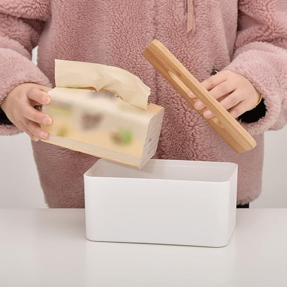 Minimalist Bamboo Lid Tissue Holder
