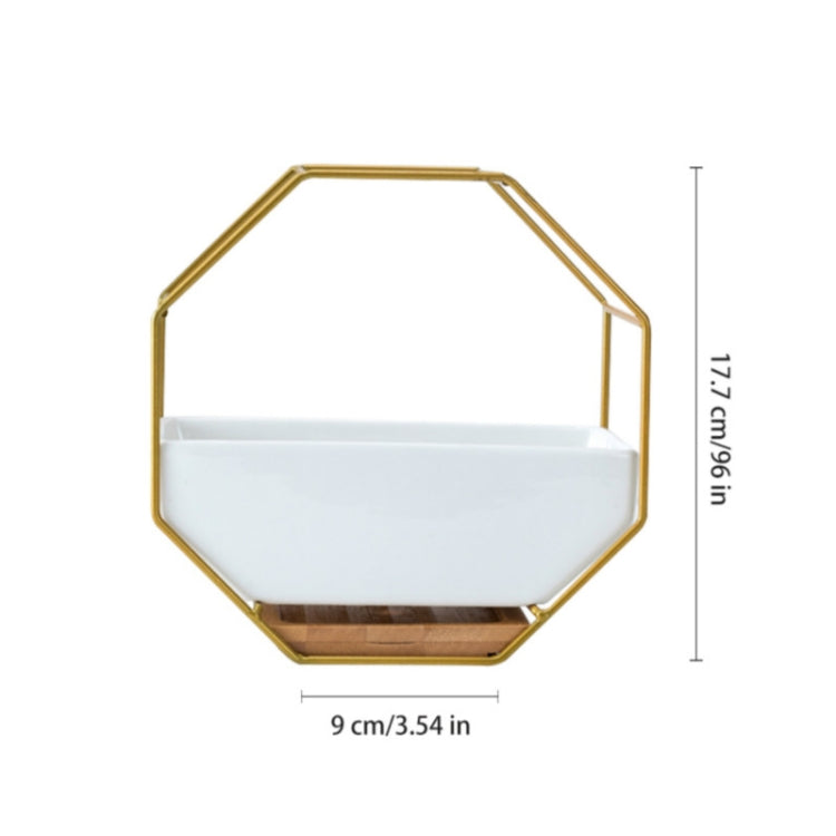 Octagonal Wall-Mounted Succulent Planter with Bamboo Support and Iron Frame