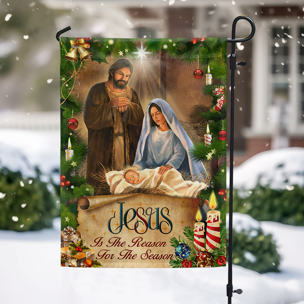 Jesus Is the Reason Double-Sided Christmas Flag - Custom Canvas Holiday Decor