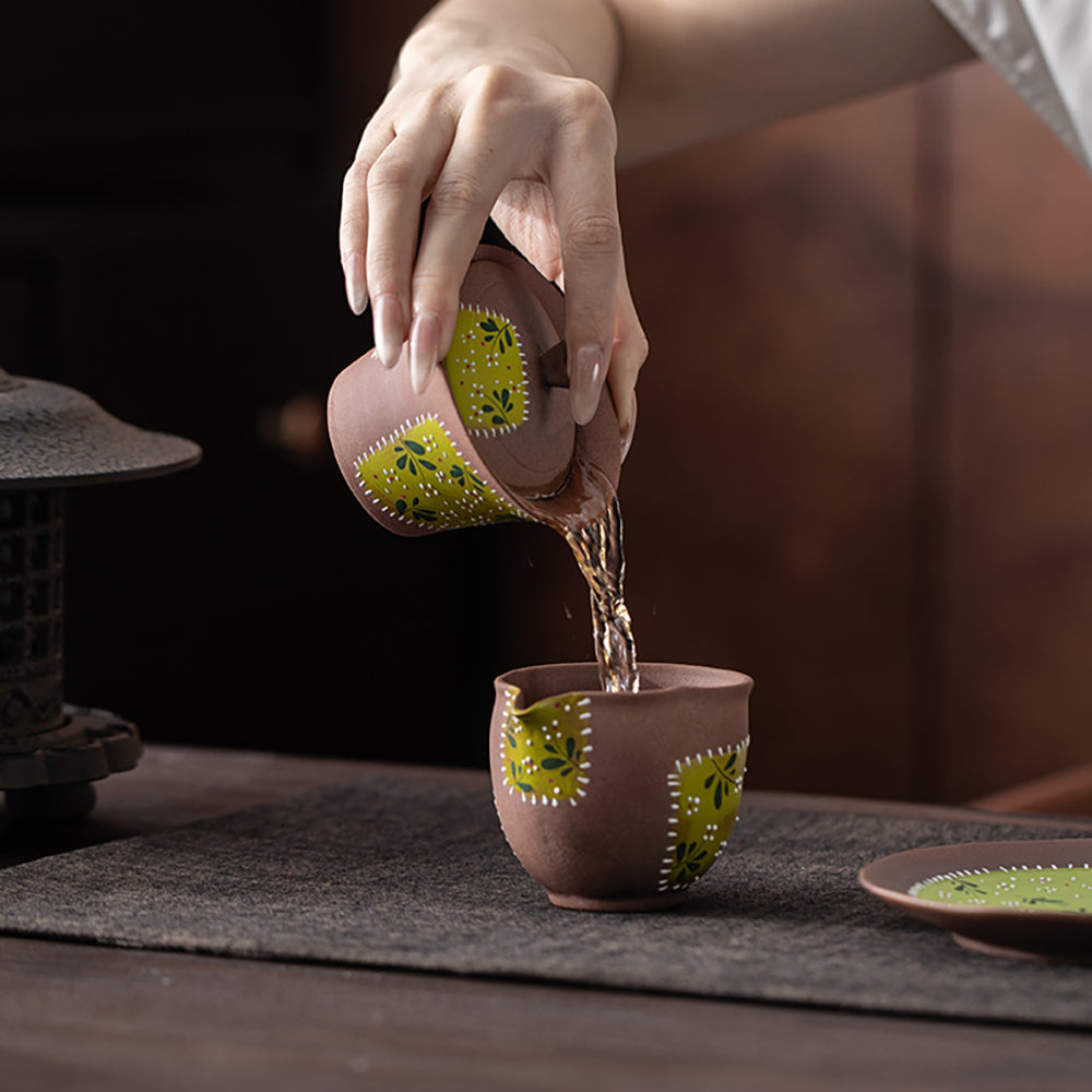 Hand Painted Daisy Pottery Gaiwan Set