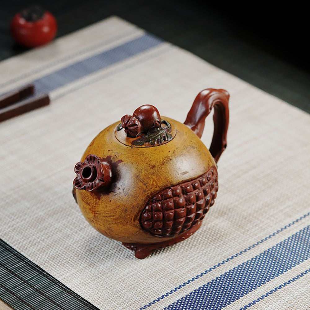 Yixing Red Clay Pomegranate-Shaped Teapot