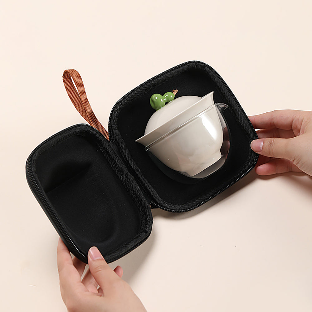 Gourd-Shaped Ceramic Travel Tea Set with Carry Bag