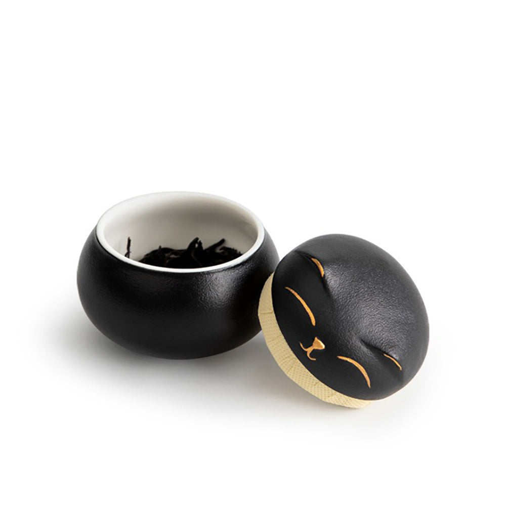 Maneki Neko Ceramic Tea Caddy Set - 3 Cute Tea Storage Containers