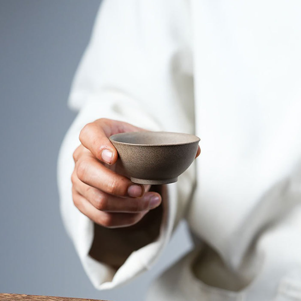 Yixing Purple Clay Lotus Tea Cup Set - 4 Handcrafted Cups