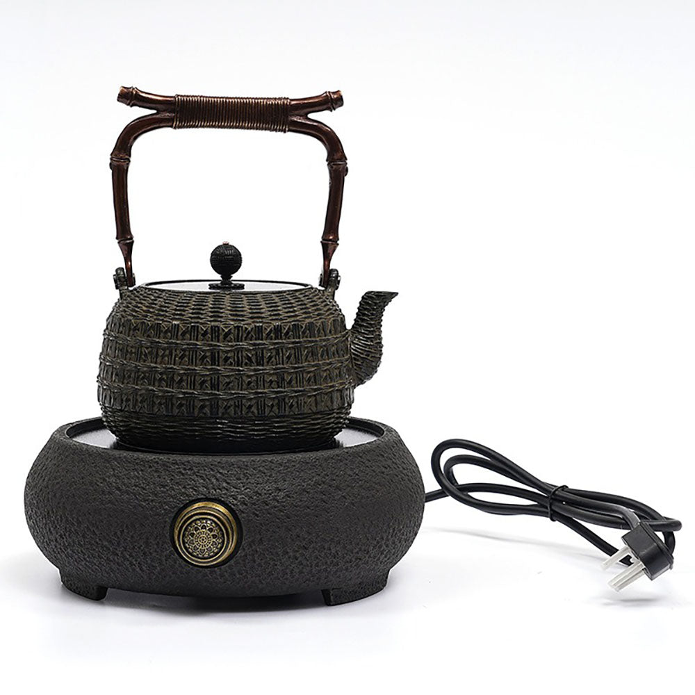 Japanese Bamboo Weaving Cast Iron Teapot 40 oz