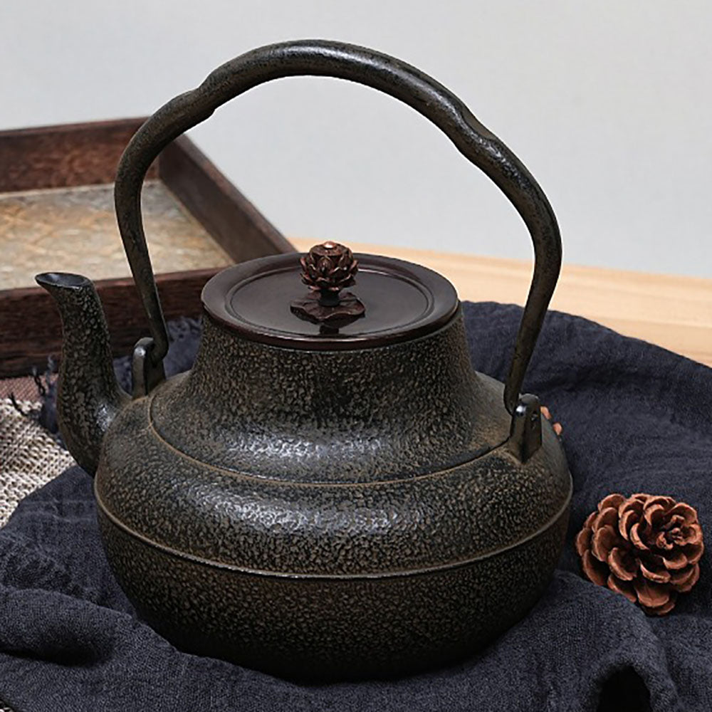 Japanese Cast Iron Tetsubin Teapot with Copper Lid