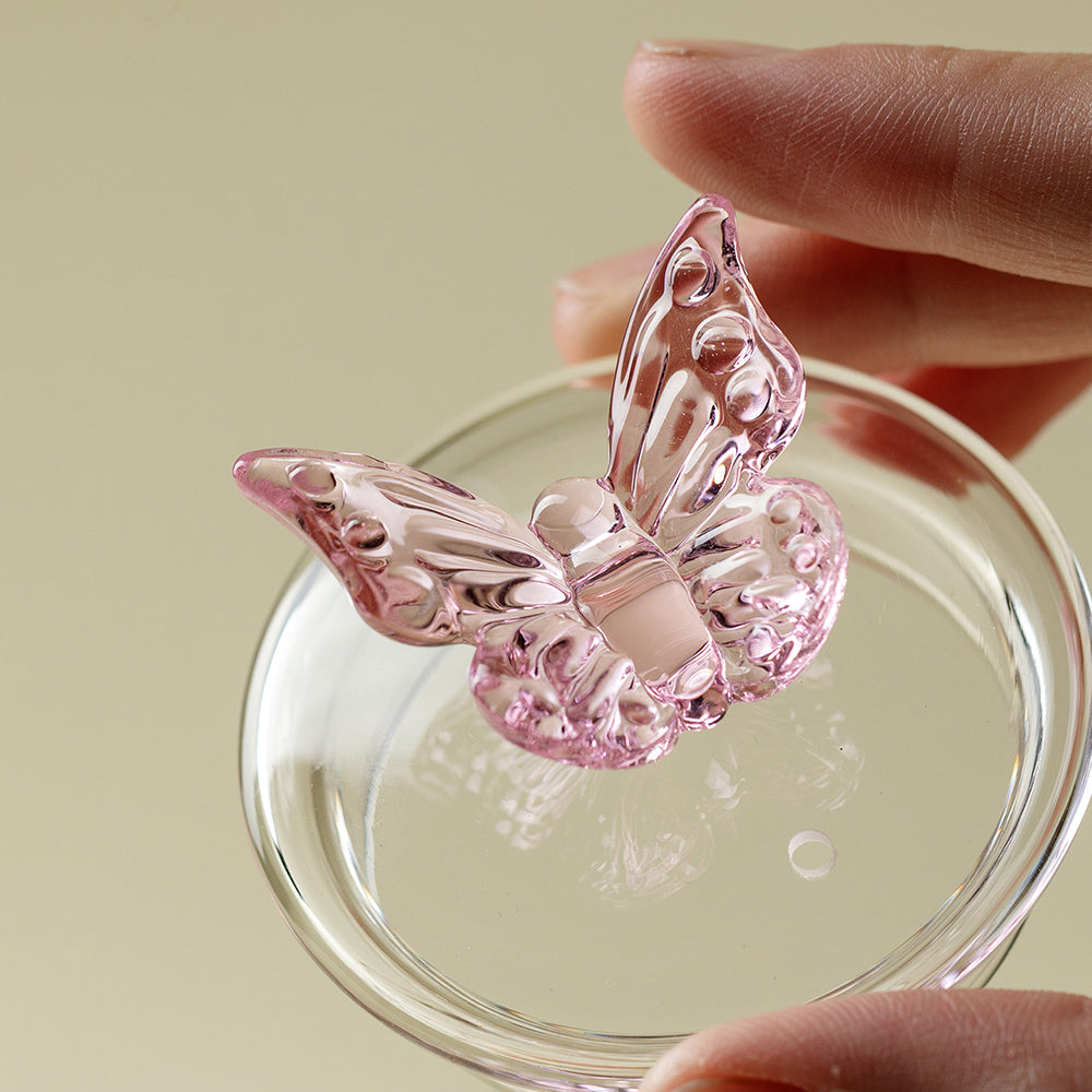 Pink Butterfly Hydrangea Borosilicate Glass Teapot