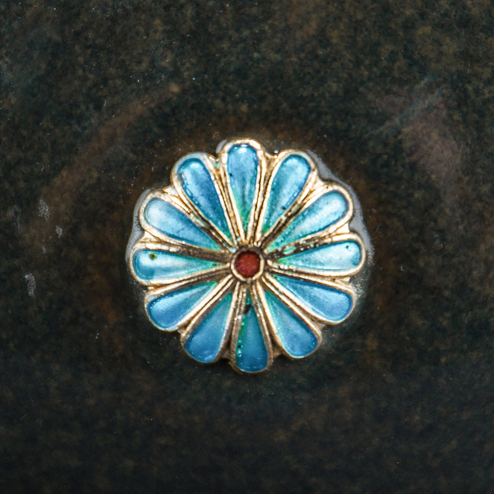 Enamel Daisy Coarse Pottery Tea Washer 8.1 Inch