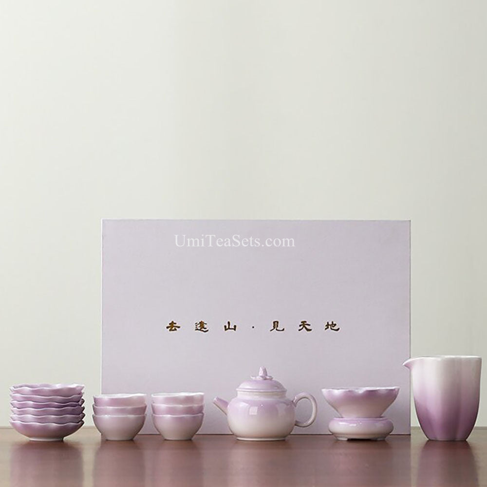 Gradient Purple Lotus Porcelain Tea Set