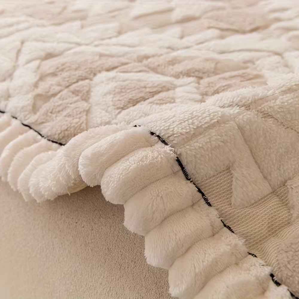 Thick Quilted Plush Couch Cover with Anti-Slip Backing