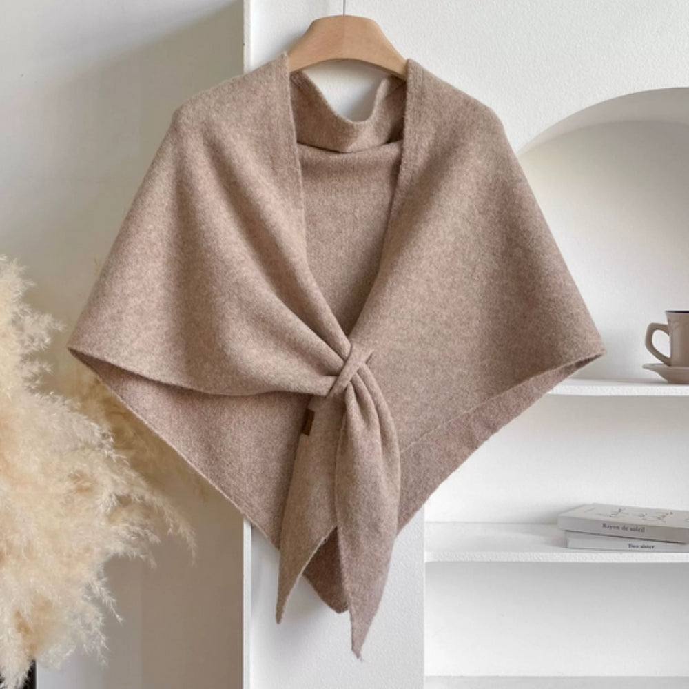 Soft Knitted Triangle Shawl Cape in Solid Colors