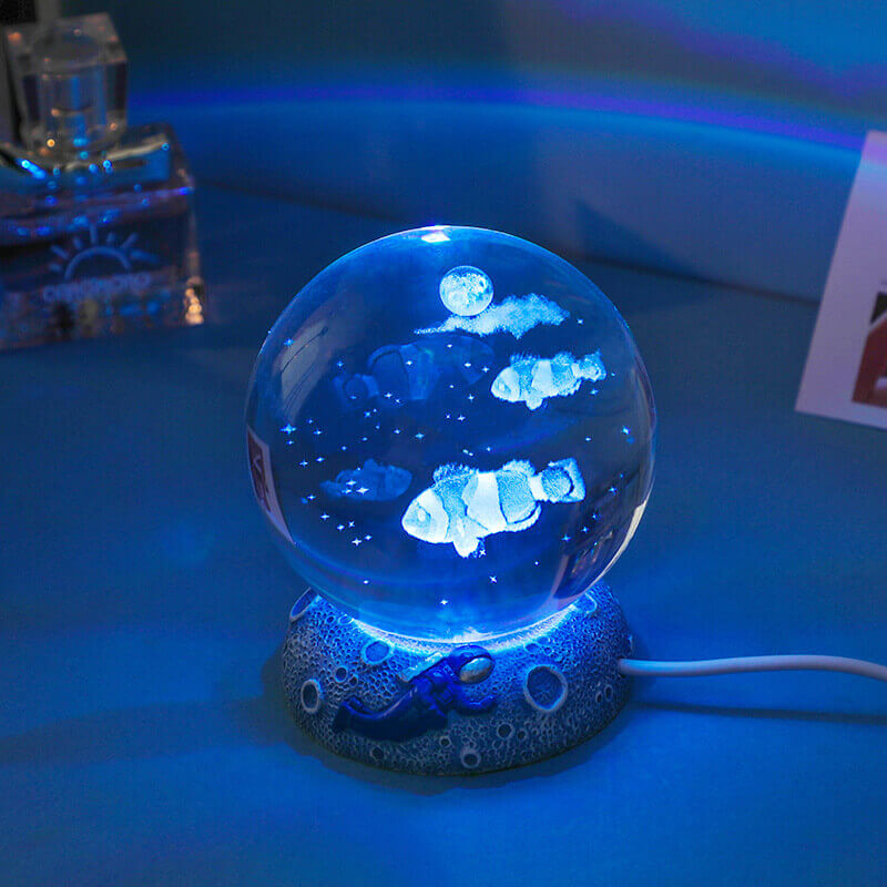 AquaGlobe Crystal Ball Night Light with Underwater Designs