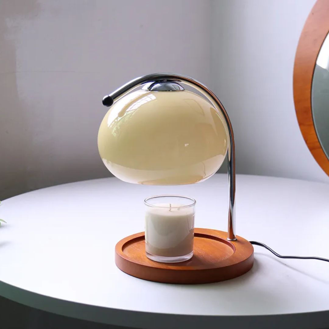 Retro Glass Table Lamp with Candle Warmer