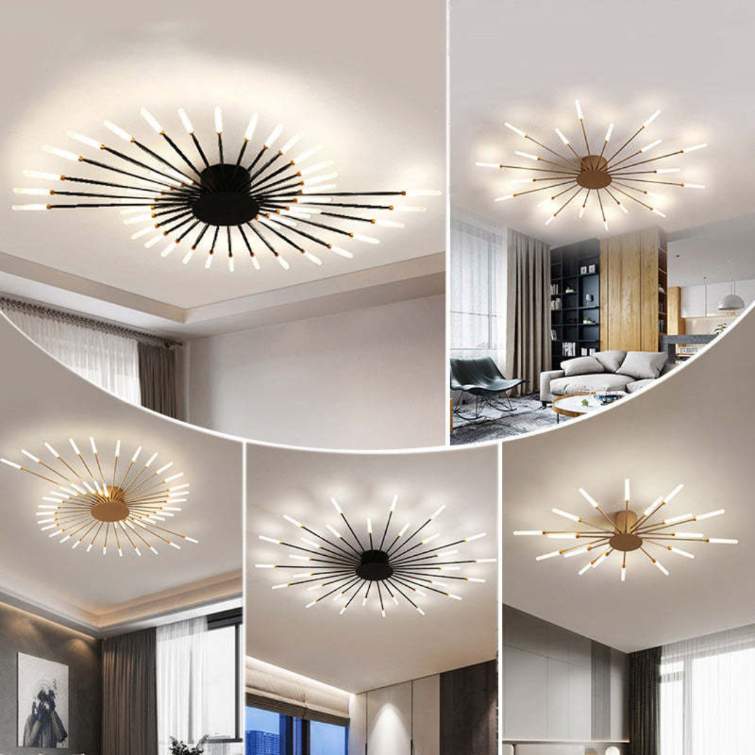 Modern 12-Light Ceiling Lamp with Metal and Acrylic Arms
