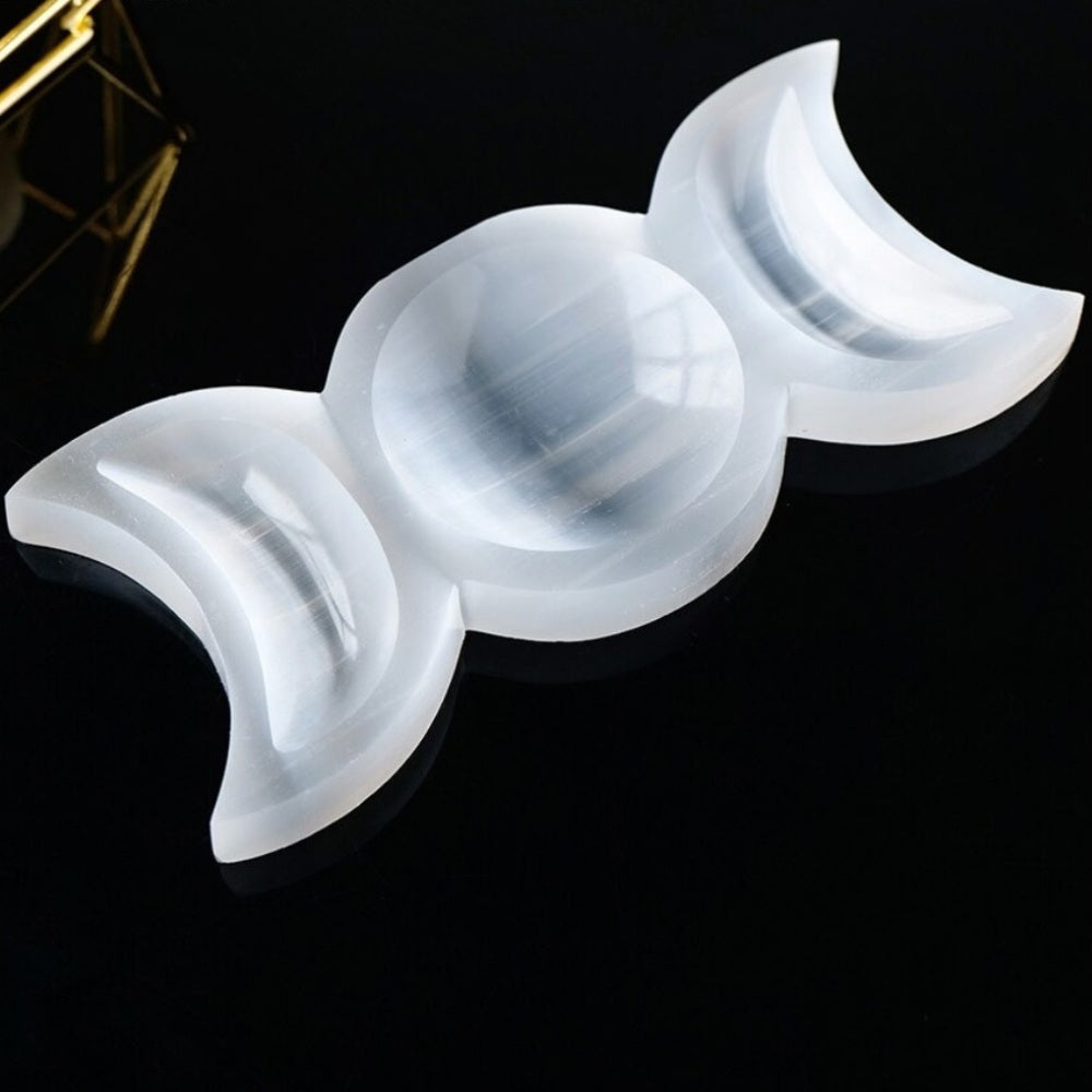 Moon Divination Selenite Crystal Bowl for Energy Cleansing