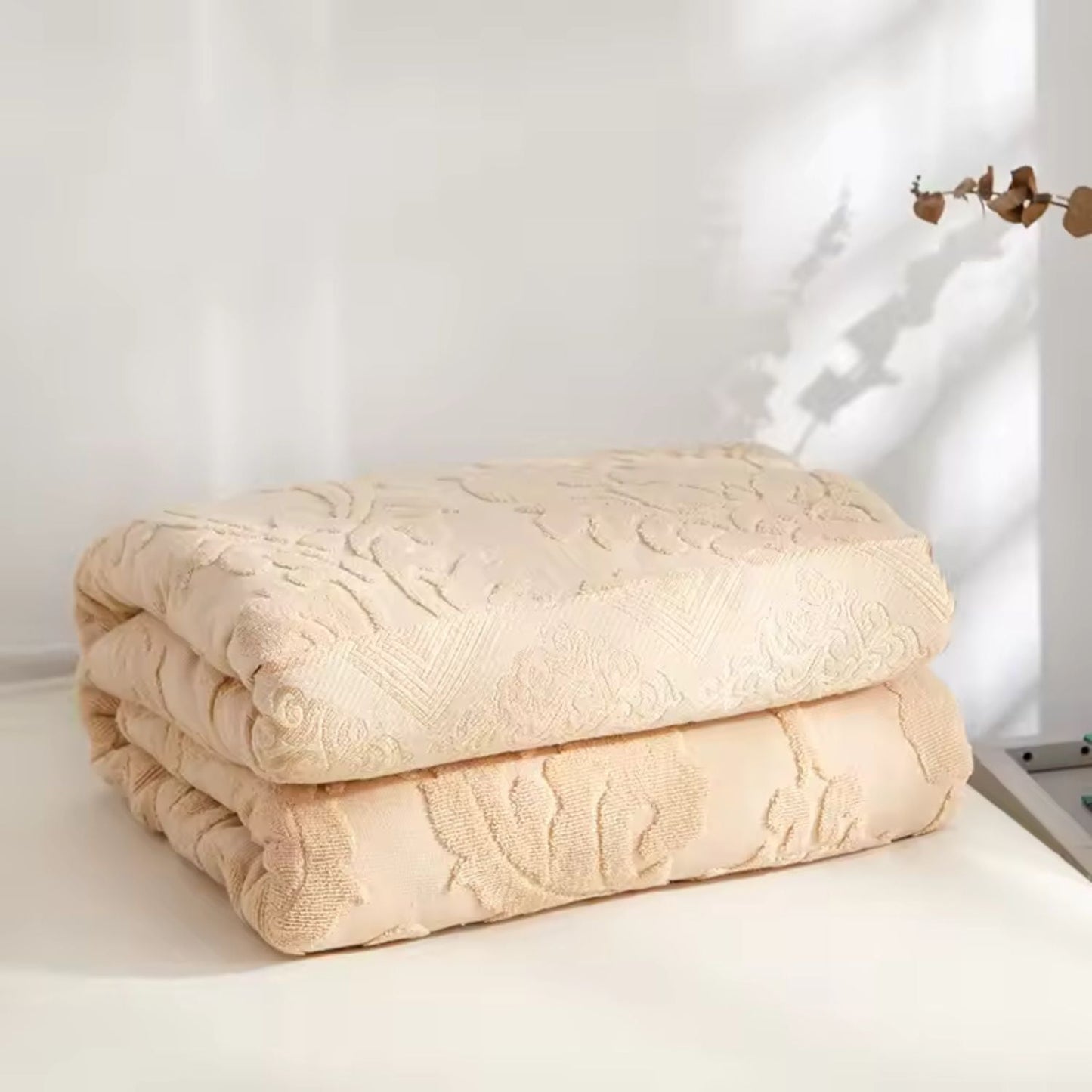 Plush Floral Jacquard Throw Blanket