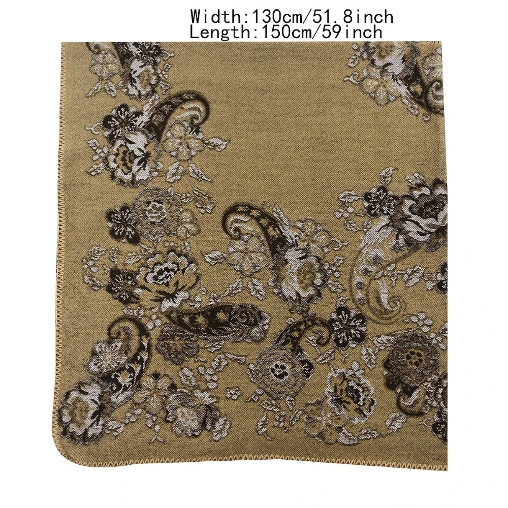 Vintage Floral Acrylic Poncho Shawl