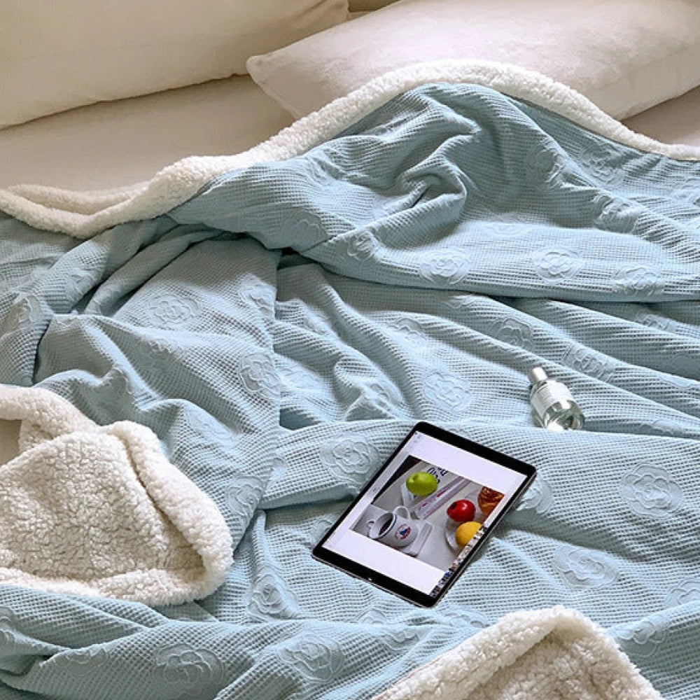 Double-Layer Floral Embossed Sherpa Blanket