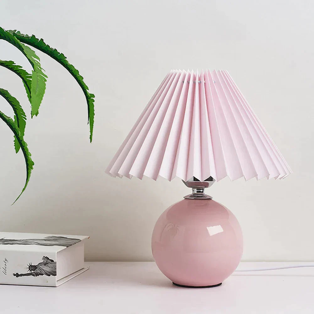 Vintage Pleated Table Lamp with Elegant Base