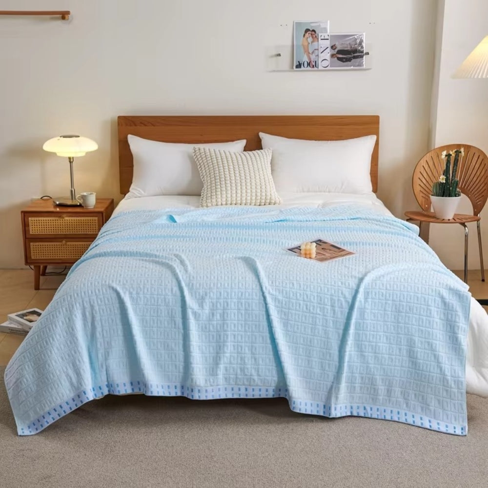 Waffle Cotton Lightweight Summer Bedspread Blanket