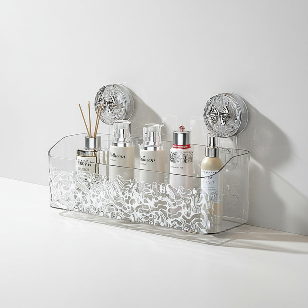 Suction Cup Wall Shelf with Elegant Glacier Design