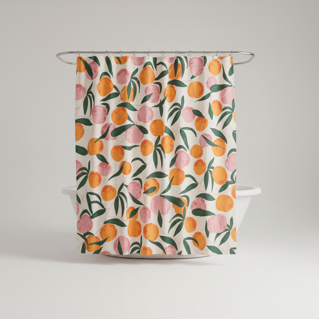 Water-Repellent Peach Polyester Shower Curtain