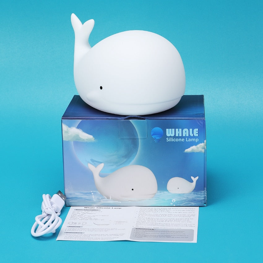 Whale-Shaped LED Night Light with Rechargeable Battery