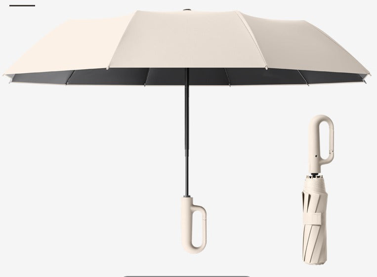 Automatic Reverse Folding Windproof Travel Umbrella with Carabiner Handle
