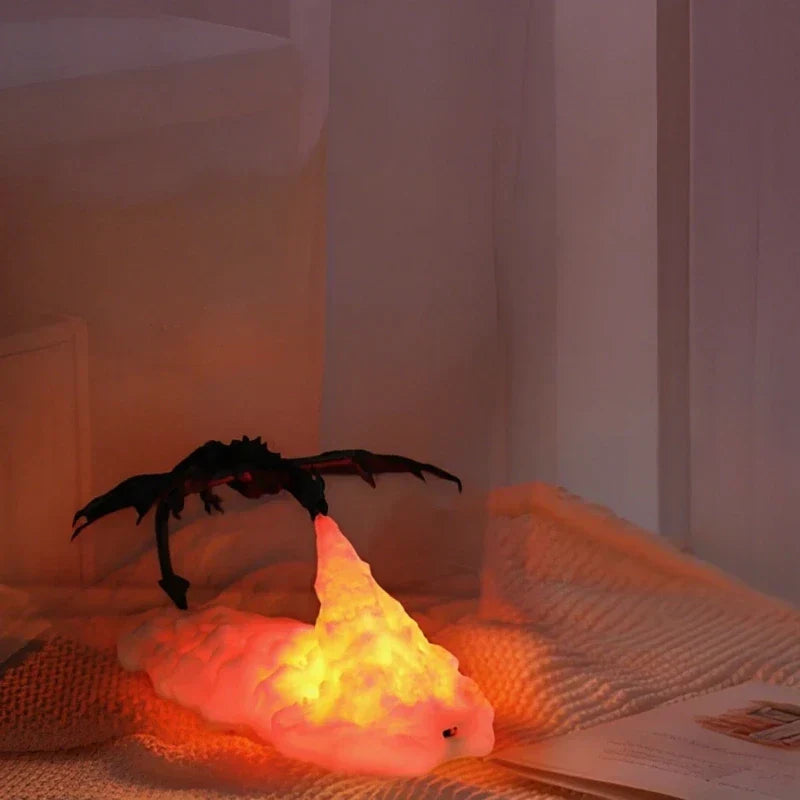 LED Dragon Flame Table Lamp - USB Rechargeable Nightlight