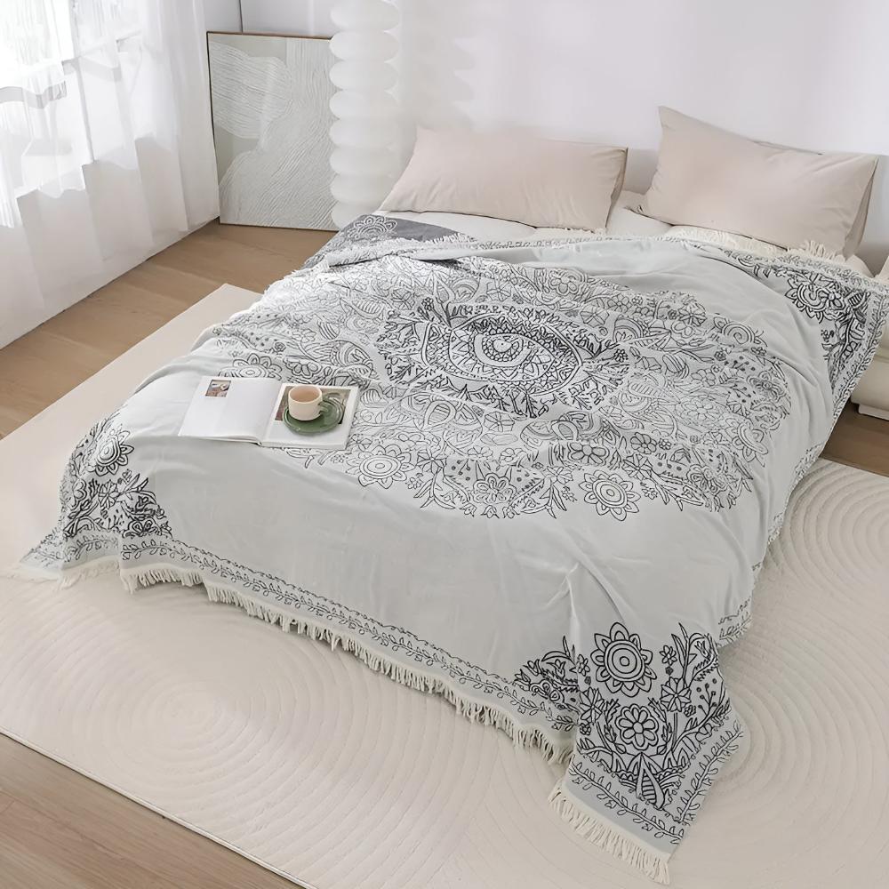 Reversible Jacquard Cotton Throw Blanket