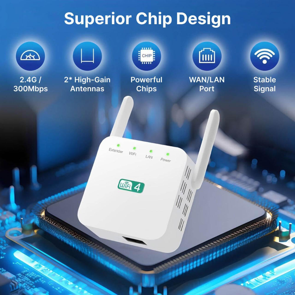 WiFi Range Extender with Dual Antennas for Home and Office