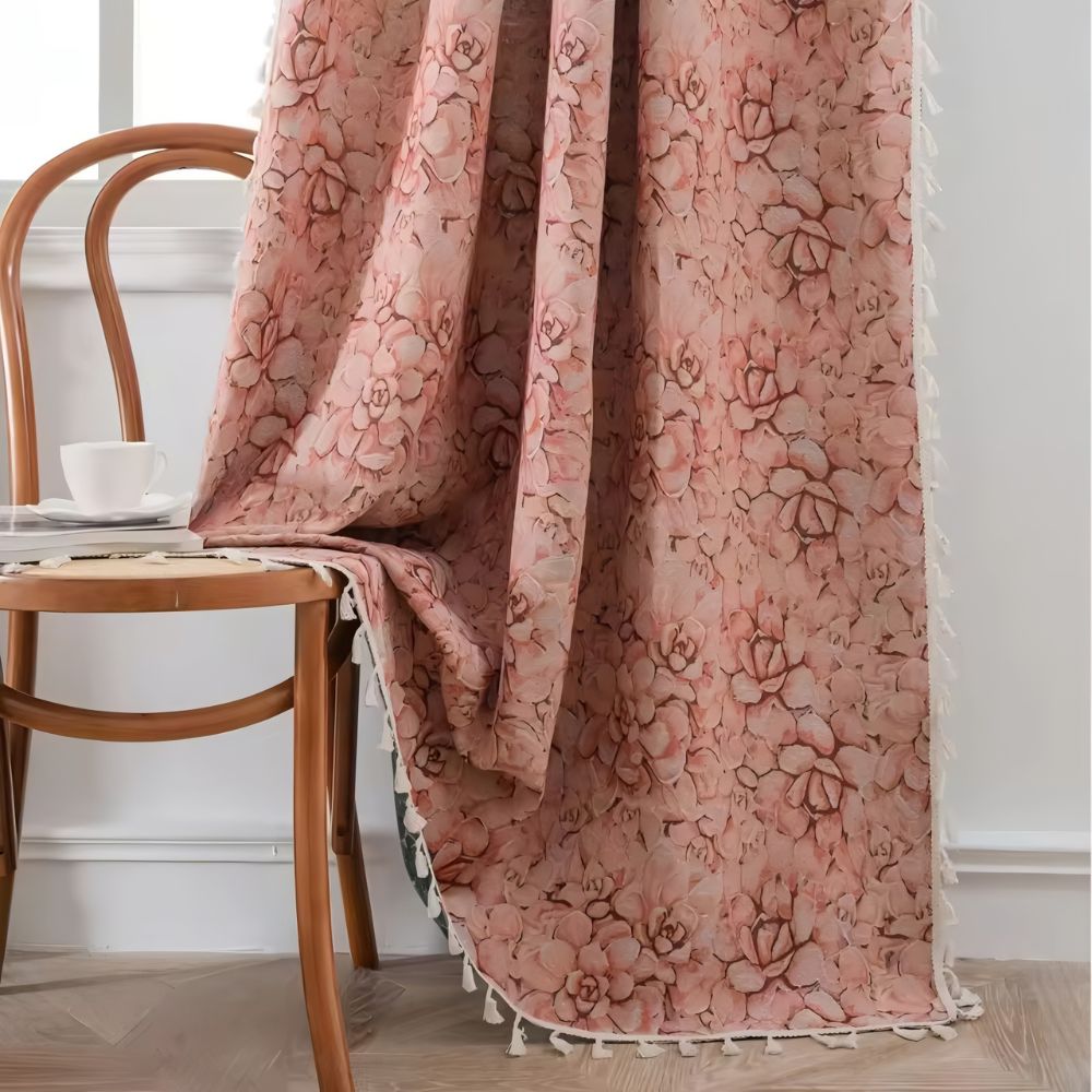 Wildflower Weave Semi-Sheer Tassel Curtain